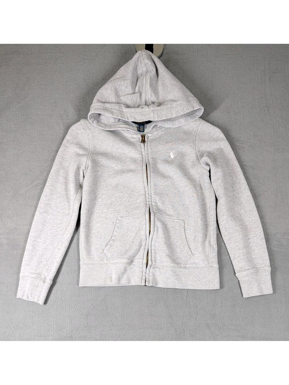 Polo Ralph Lauren Boys M 8/10 Gray Full Zip Hoodie Pony Sweatshirt Casual Cozy